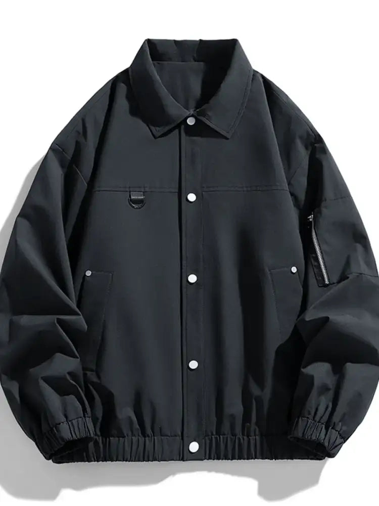 Men’s Plus Size Elastic Hem Long Sleeve Jacket