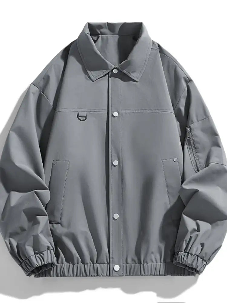 Men’s Plus Size Elastic Hem Long Sleeve Jacket