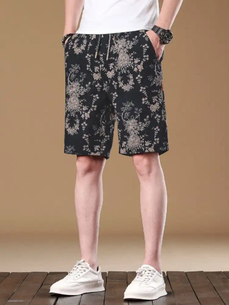 Men’s Plus Size Floral Drawstring Shorts