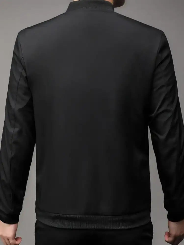 Men’s Plus Size Full Zip Front Closure Bomber Jacket with Pockets