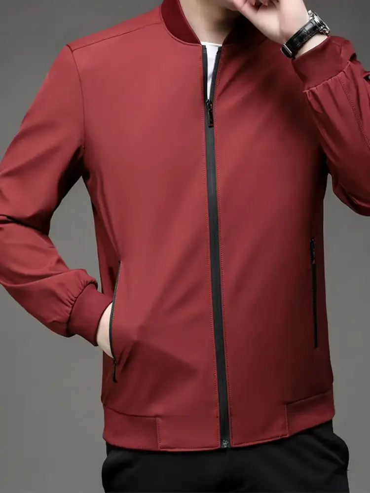 Men’s Plus Size Full Zip Front Closure Bomber Jacket with Pockets