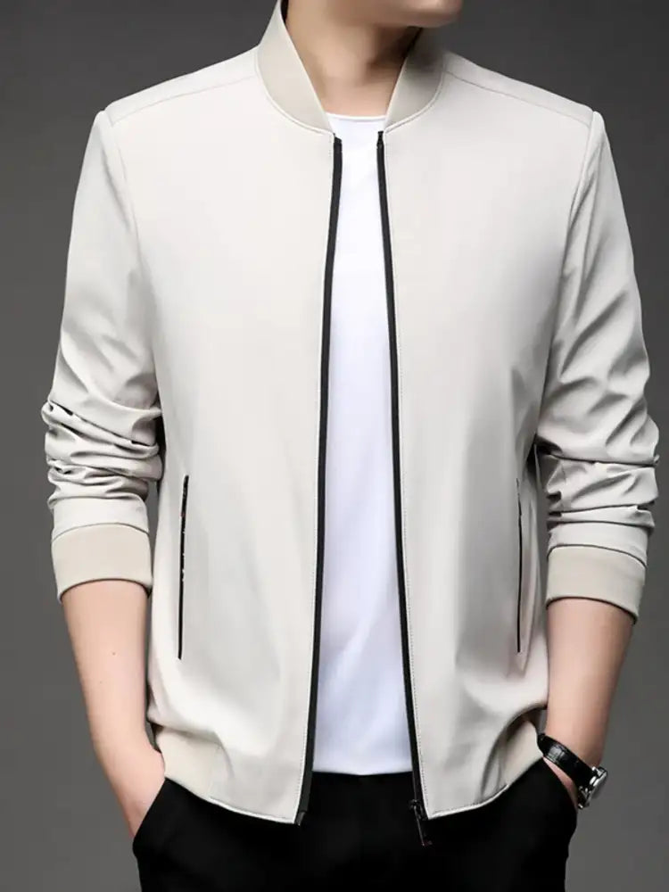 Men’s Plus Size Full Zip Front Closure Bomber Jacket with Pockets