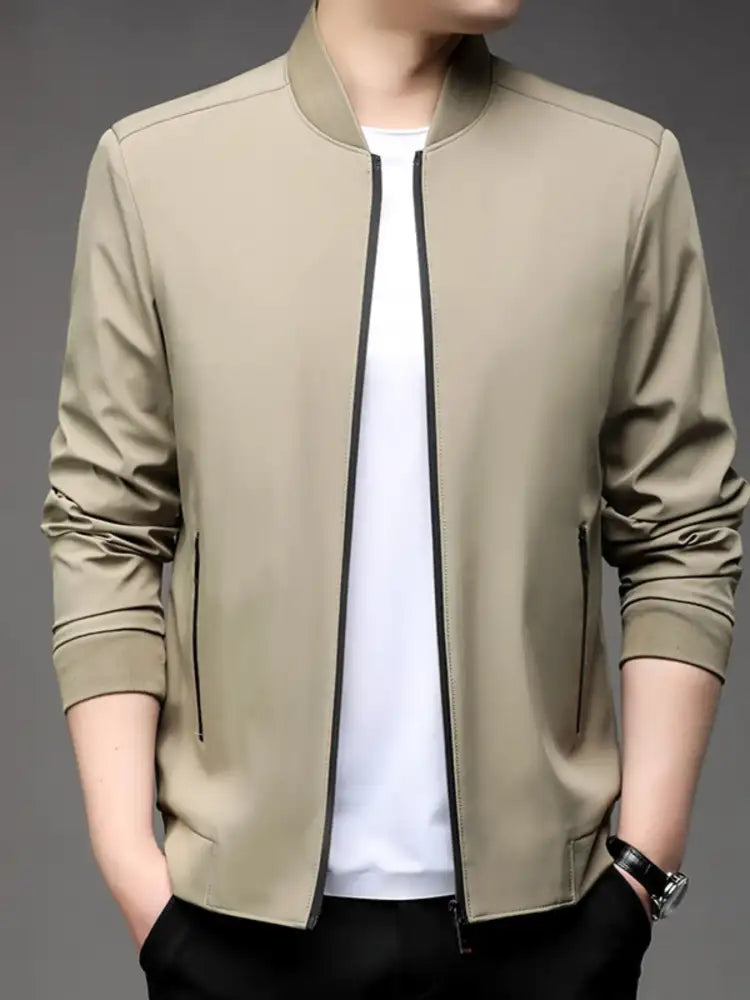 Men’s Plus Size Full Zip Front Closure Bomber Jacket with Pockets