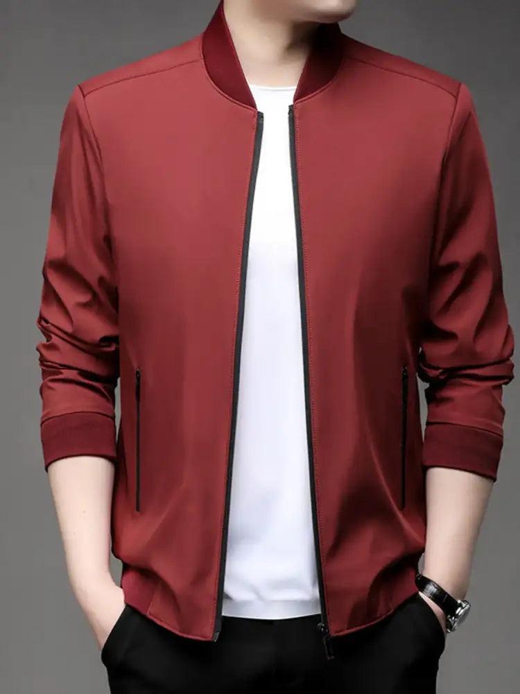 Men’s Plus Size Full Zip Front Closure Bomber Jacket with Pockets