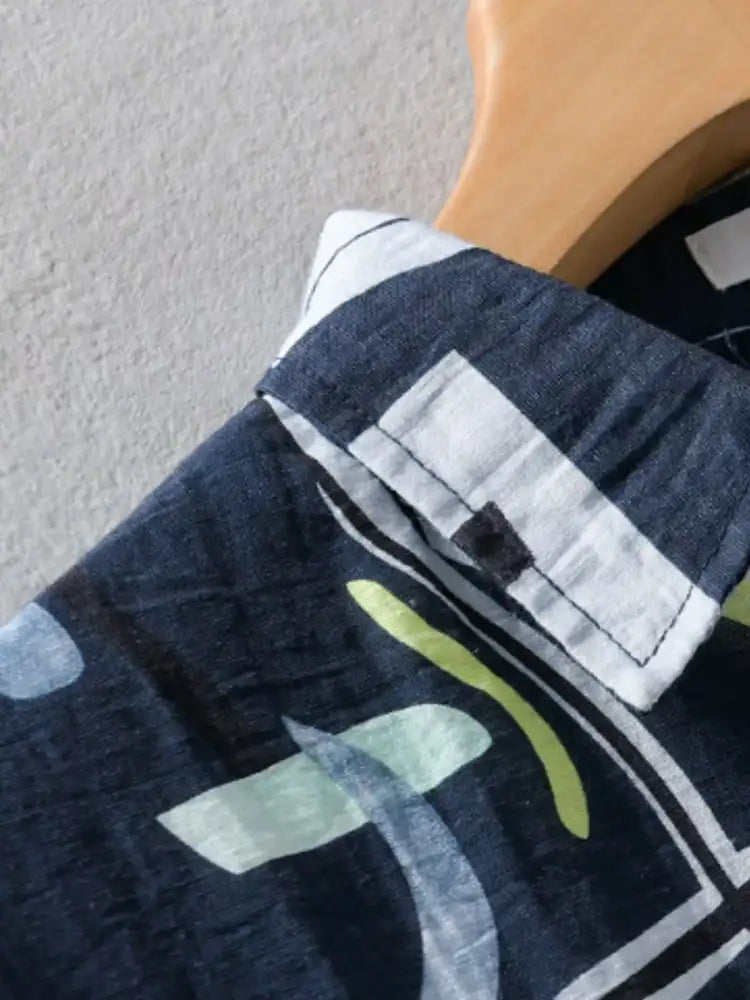 Men’s Plus Size Geometric Print Casual Short Sleeve Shirt