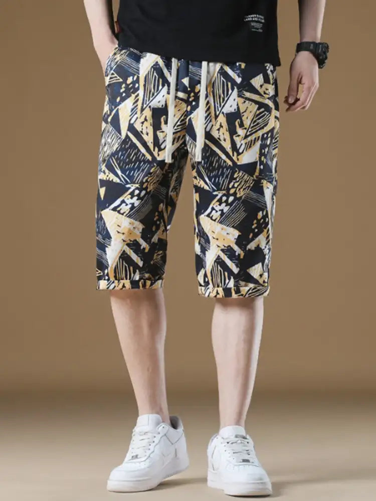 Men’s Plus Size Geometric Print Shorts