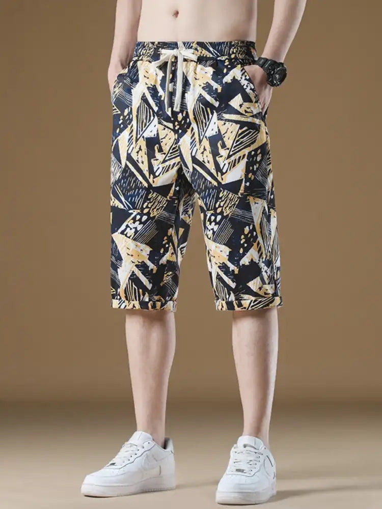 Men’s Plus Size Geometric Print Shorts