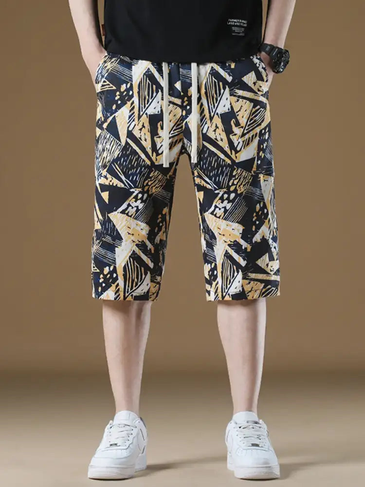 Men’s Plus Size Geometric Print Shorts