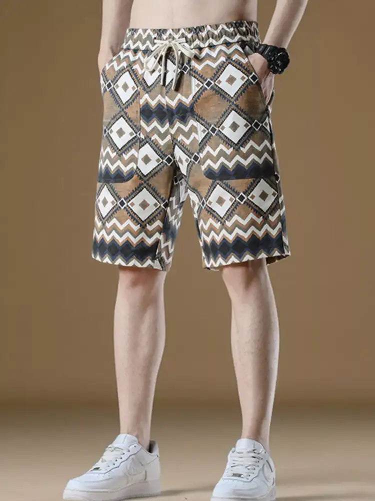 Men’s Plus Size Geometric Printed Shorts