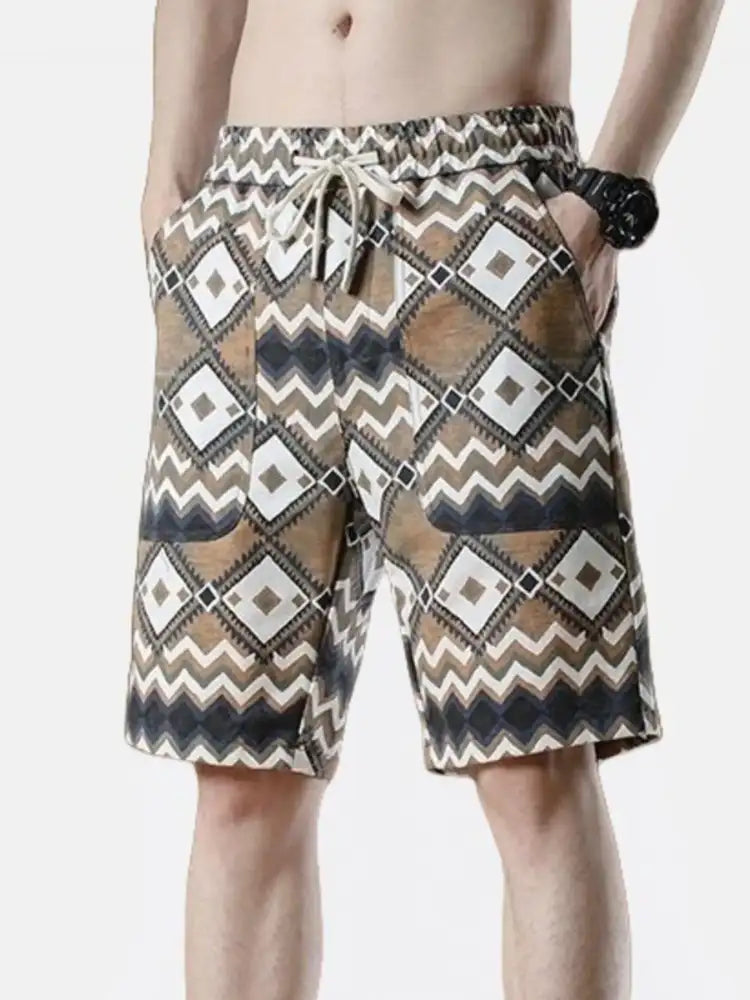 Men’s Plus Size Geometric Printed Shorts