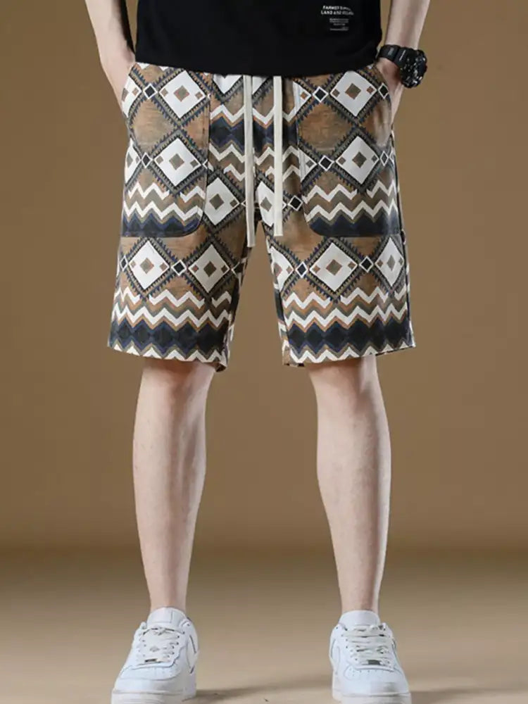 Men’s Plus Size Geometric Printed Shorts