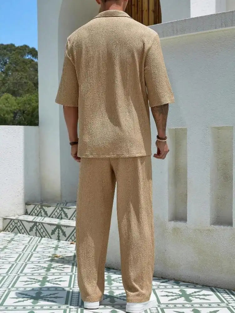 Men’s Plus Size Half Sleeve Top and Pants Set