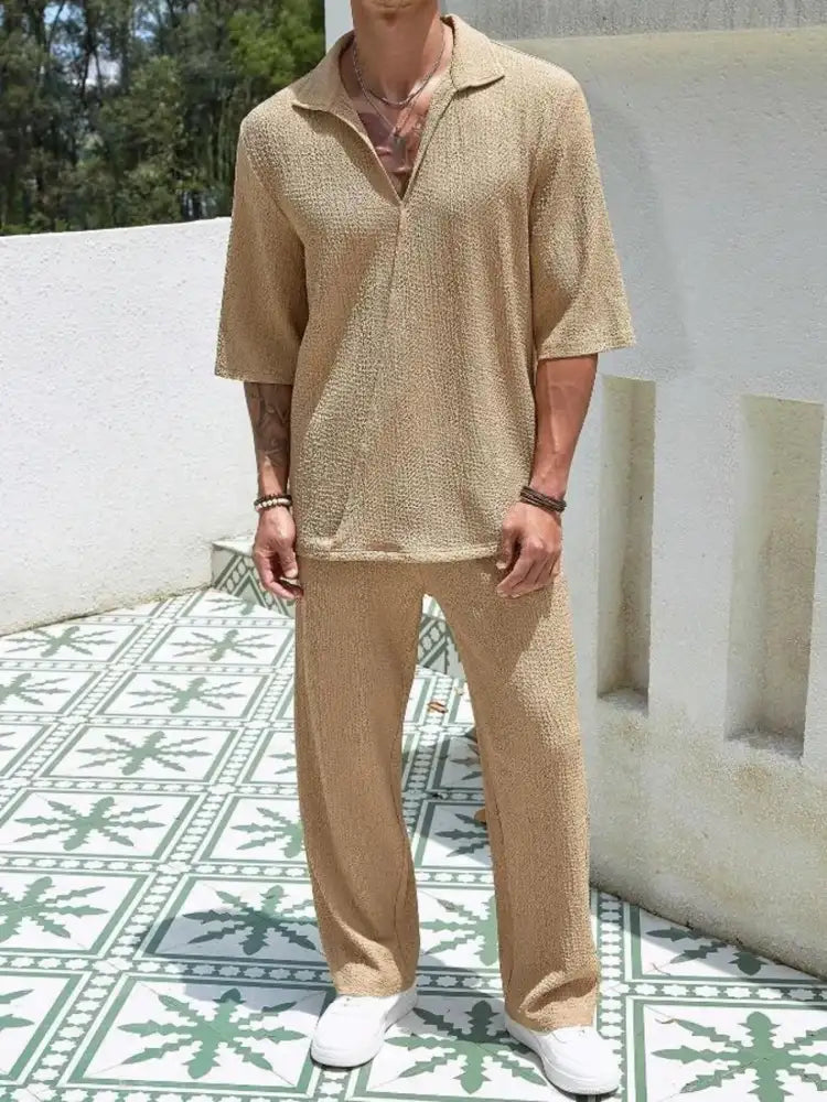 Men’s Plus Size Half Sleeve Top and Pants Set