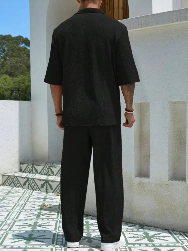 Men’s Plus Size Half Sleeve Top and Pants Set