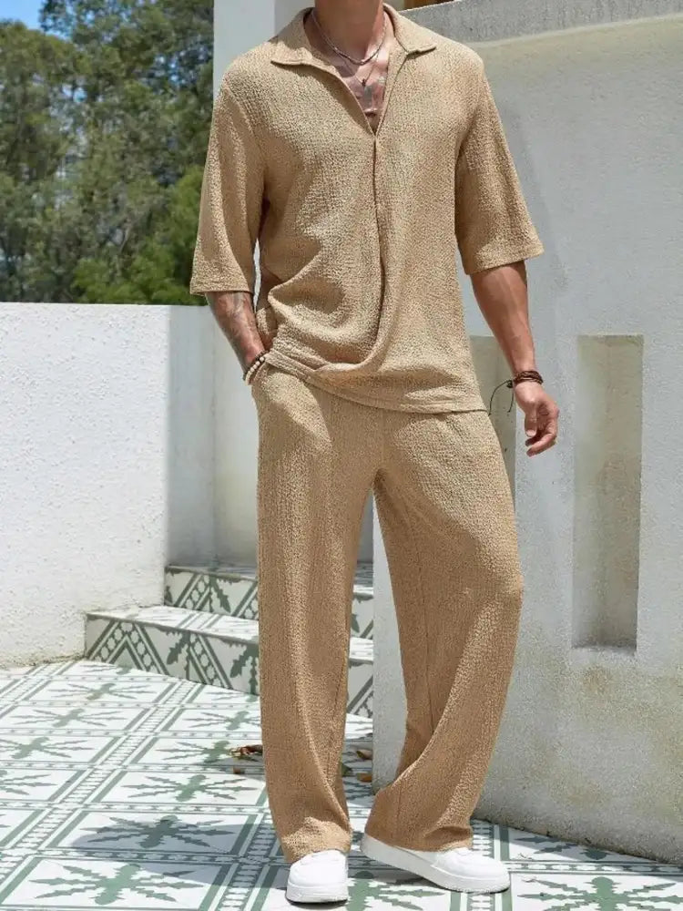 Men’s Plus Size Half Sleeve Top and Pants Set