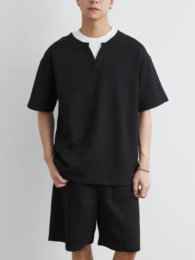 Men’s Plus Size Half Sleeve Top and Shorts Set