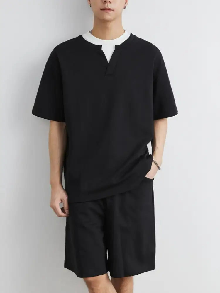 Men’s Plus Size Half Sleeve Top and Shorts Set