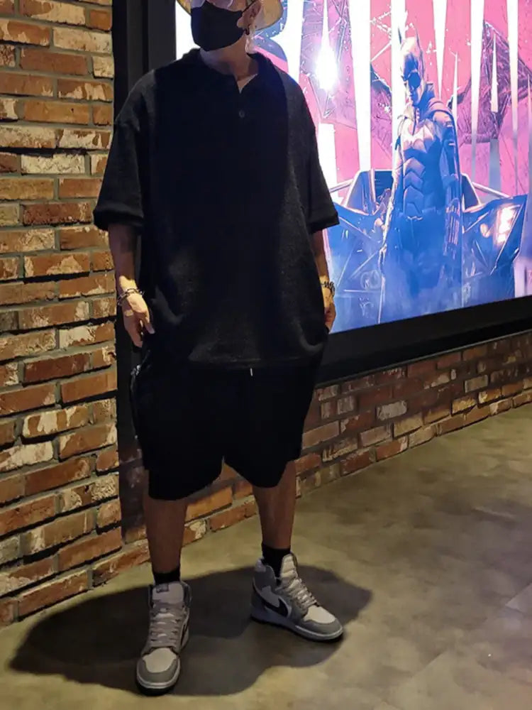 Men’s Plus Size Half Sleeve Top and Shorts Set