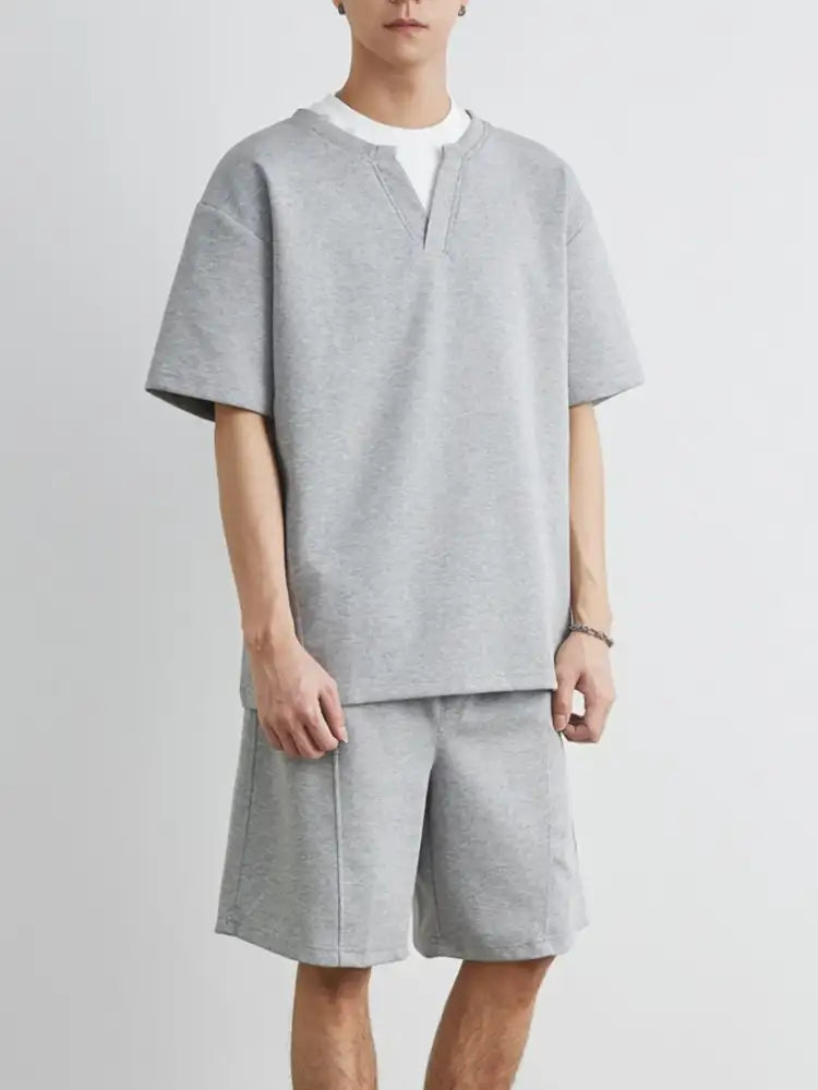 Men’s Plus Size Half Sleeve Top and Shorts Set