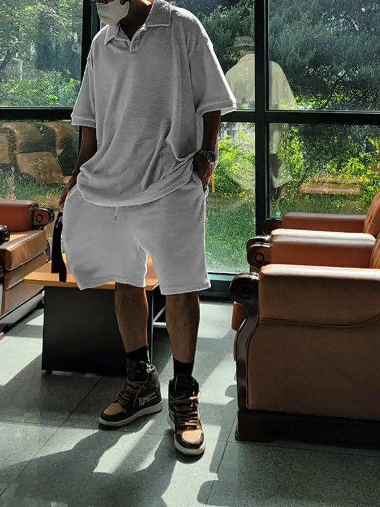 Men’s Plus Size Half Sleeve Top and Shorts Set