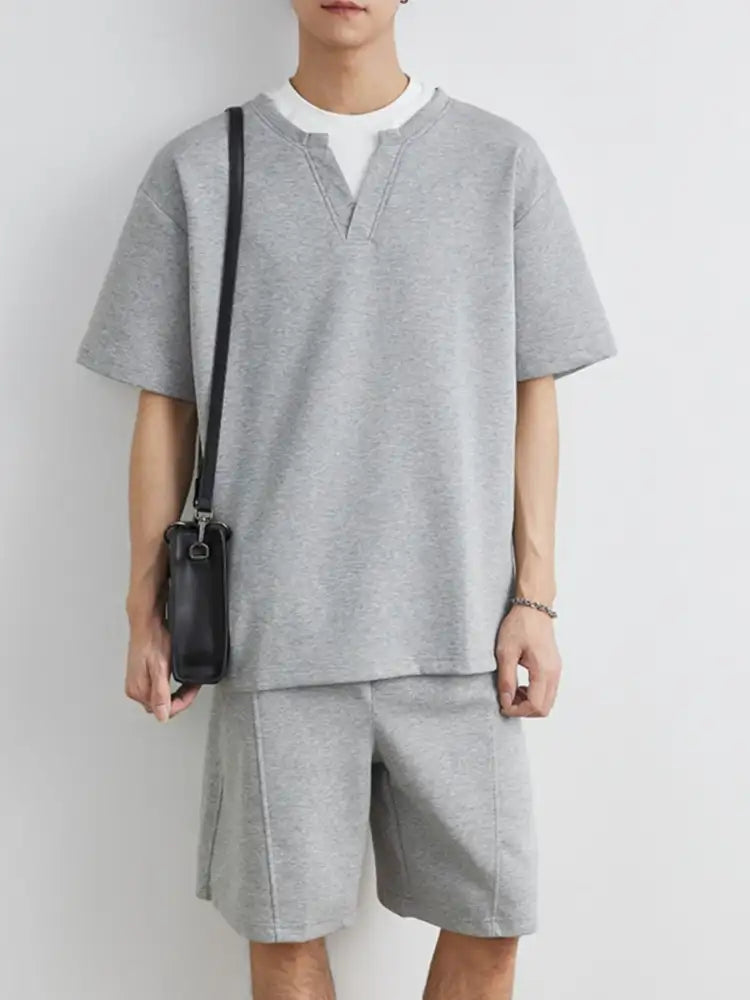 Men’s Plus Size Half Sleeve Top and Shorts Set