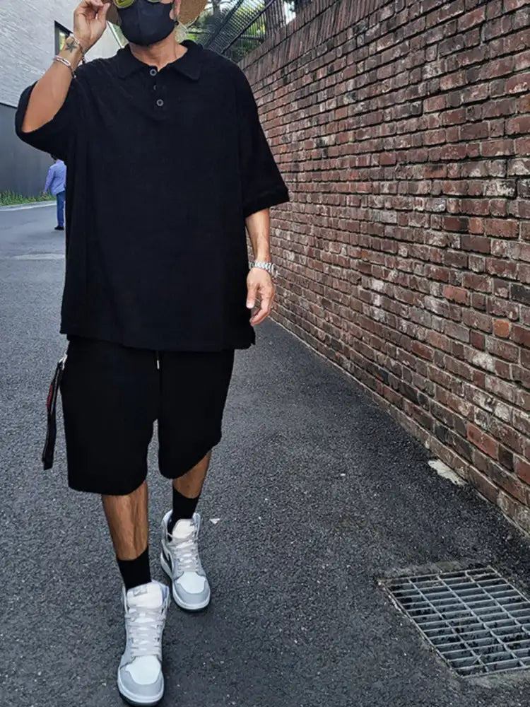 Men’s Plus Size Half Sleeve Top and Shorts Set