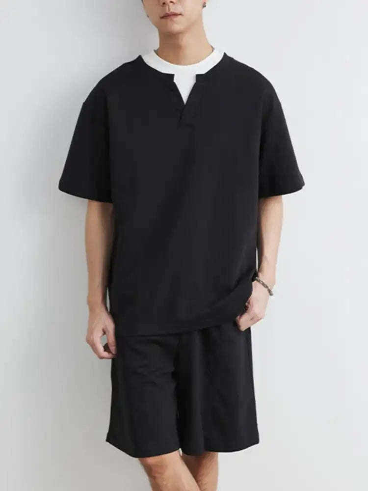 Men’s Plus Size Half Sleeve Top and Shorts Set