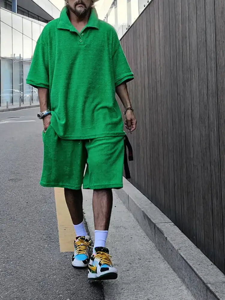 Men’s Plus Size Half Sleeve Top and Shorts Set