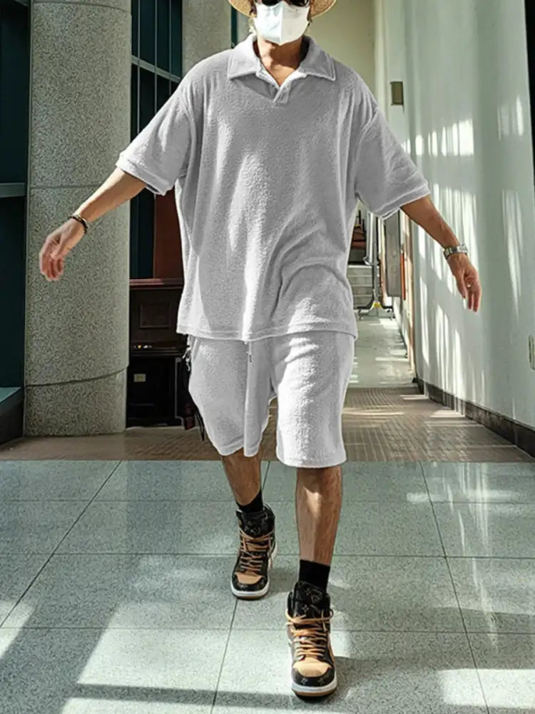 Men’s Plus Size Half Sleeve Top and Shorts Set