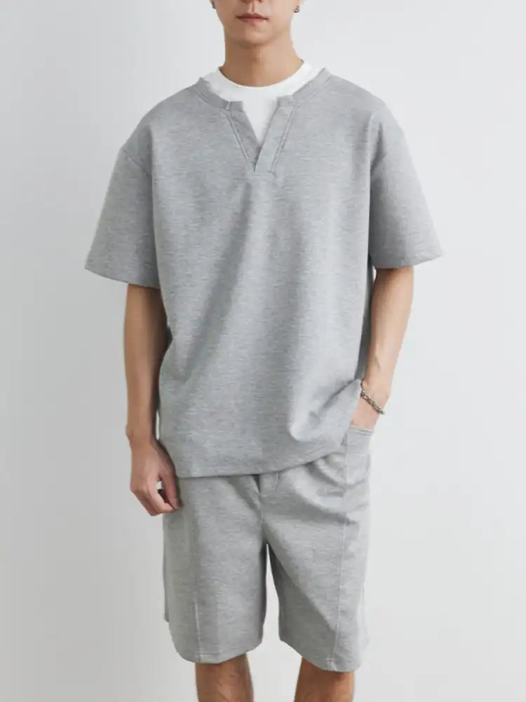 Men’s Plus Size Half Sleeve Top and Shorts Set