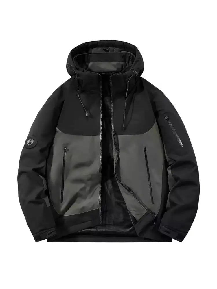 Men’s Plus Size Hooded Color Block Windproof Jacket