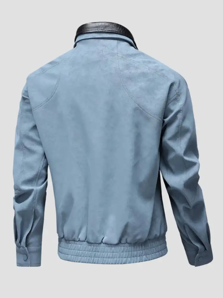 Men’s Plus Size Leather Bomber Jacket with Full Zip Front