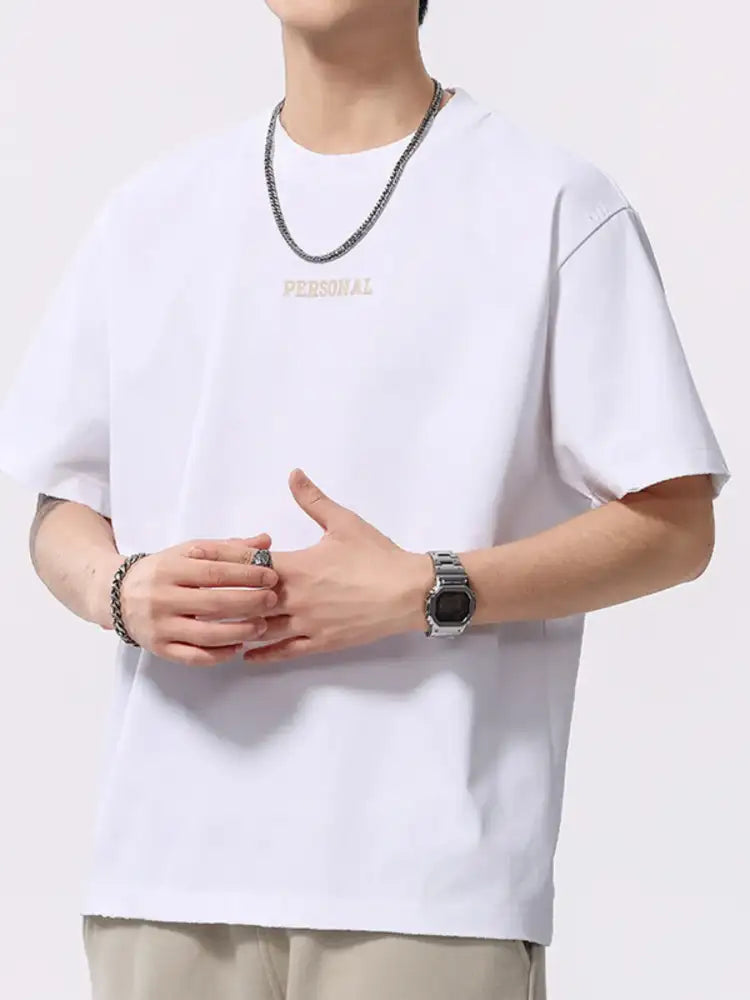 Men’s Plus Size Letter Round Neck Short Sleeve T-Shirt