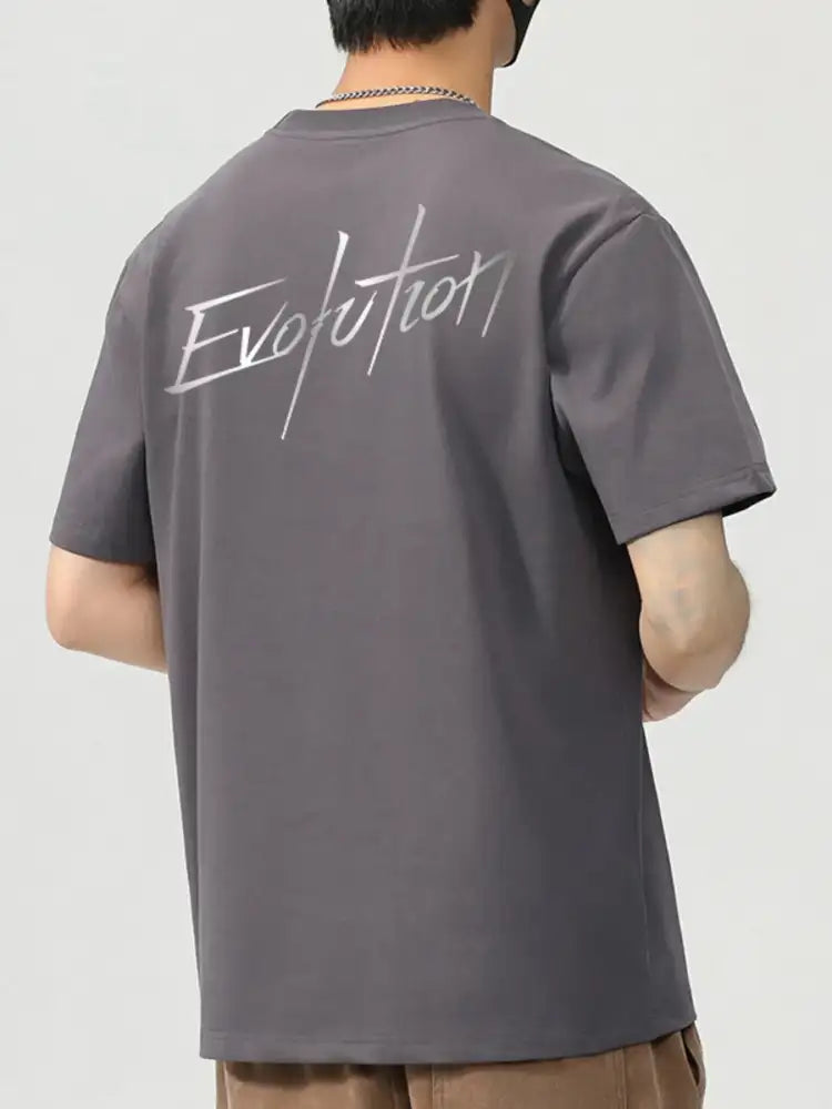 Men’s Plus Size Letter Round Neck Short Sleeve T-Shirt