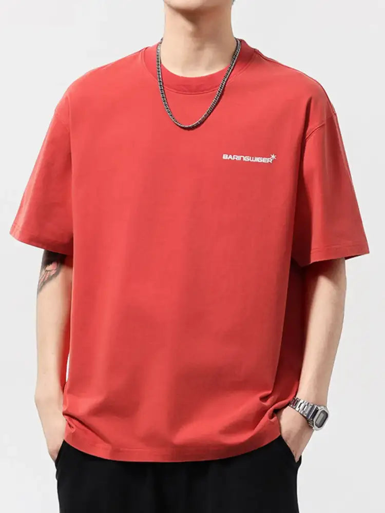 Men’s Plus Size Letter Round Neck Short Sleeve T-Shirt