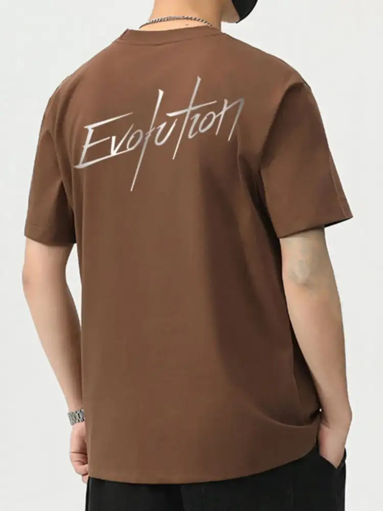 Men’s Plus Size Letter Round Neck Short Sleeve T-Shirt