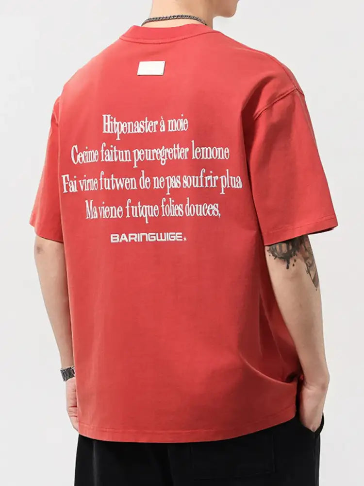 Men’s Plus Size Letter Round Neck Short Sleeve T-Shirt