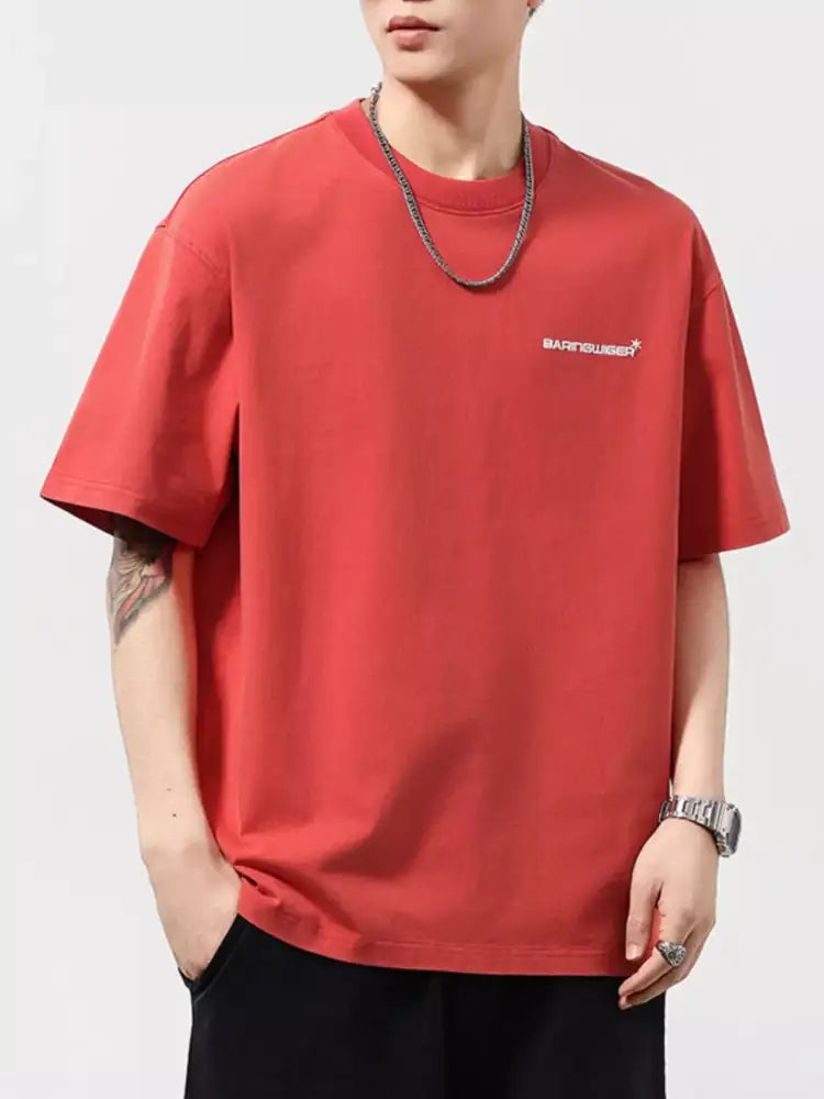 Men’s Plus Size Letter Round Neck Short Sleeve T-Shirt