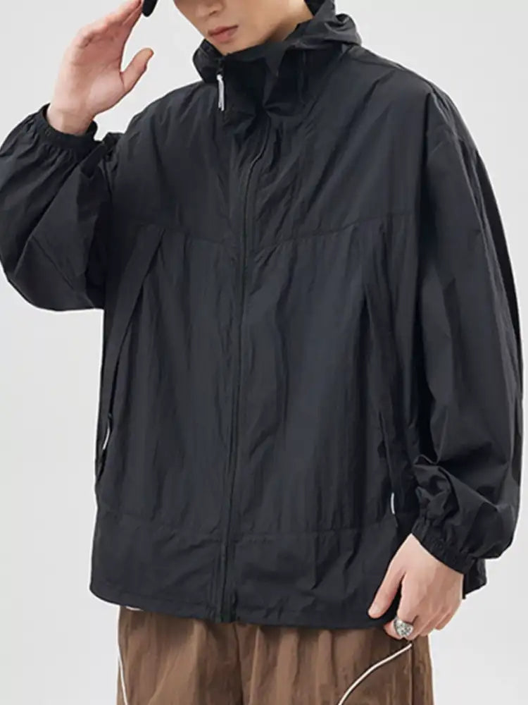 Men’s Plus Size Lightweight Hooded Windbreaker Jacket
