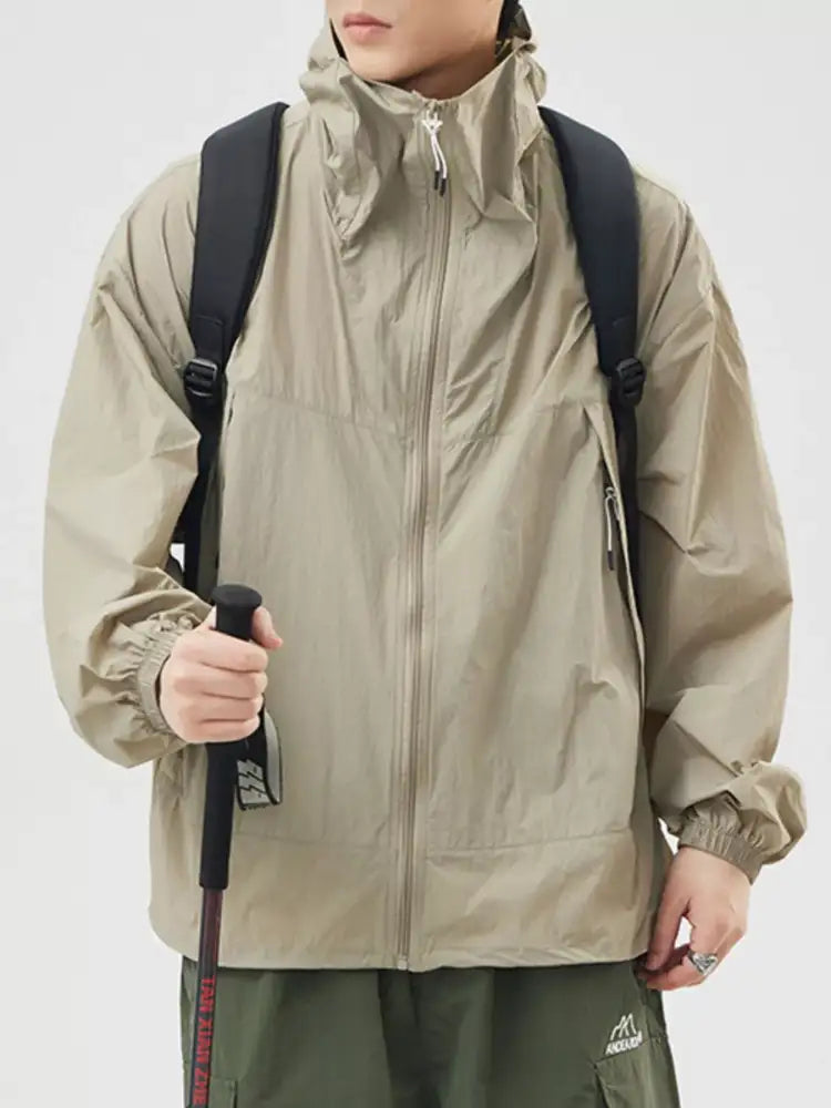 Men’s Plus Size Lightweight Hooded Windbreaker Jacket