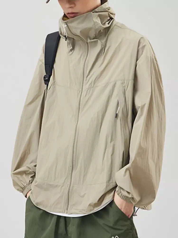 Men’s Plus Size Lightweight Hooded Windbreaker Jacket