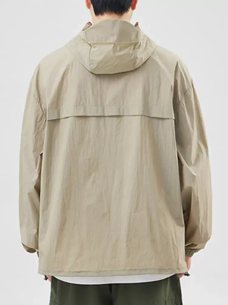 Men’s Plus Size Lightweight Hooded Windbreaker Jacket