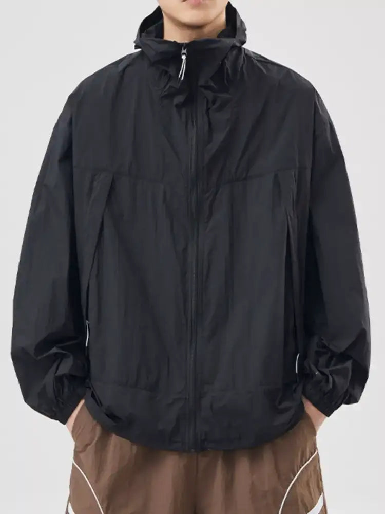 Men’s Plus Size Lightweight Hooded Windbreaker Jacket