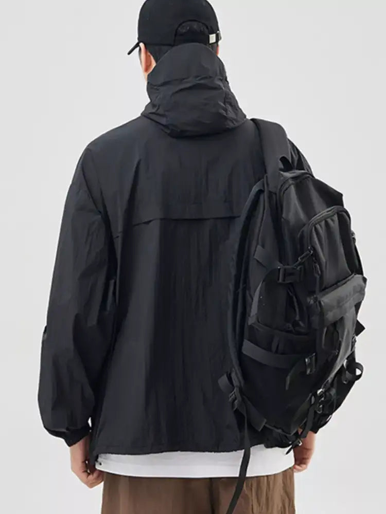 Men’s Plus Size Lightweight Hooded Windbreaker Jacket