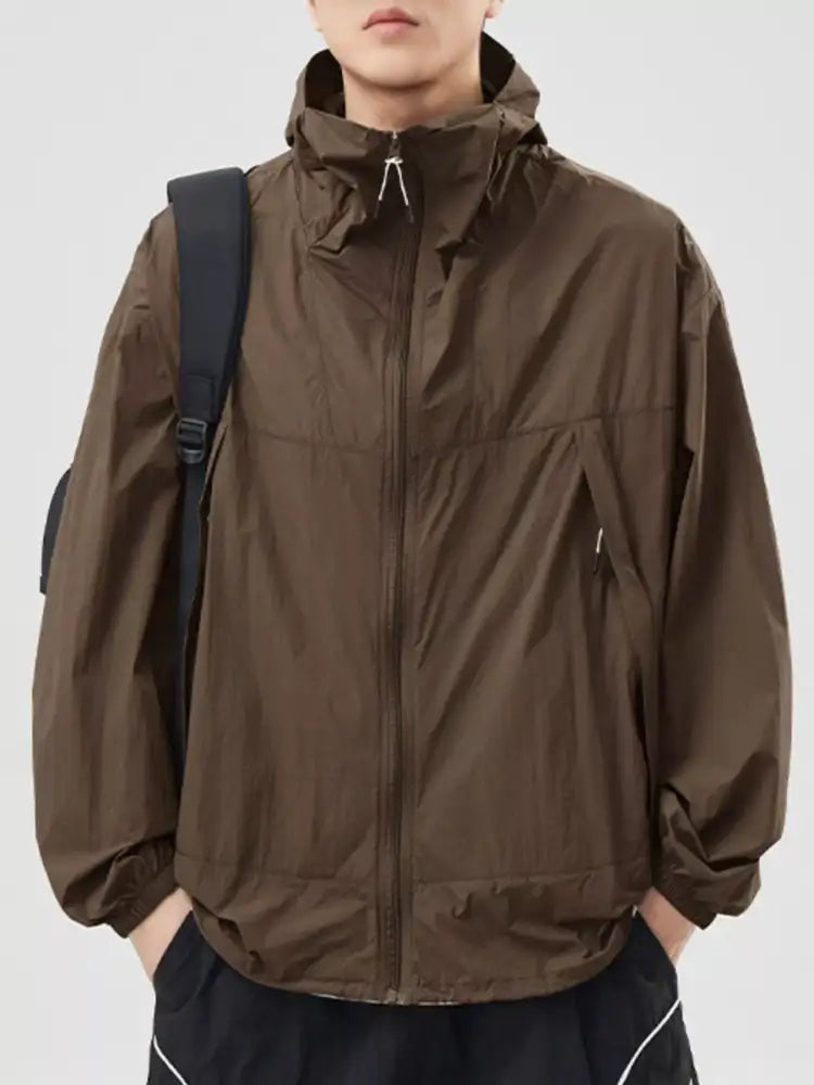 Men’s Plus Size Lightweight Hooded Windbreaker Jacket