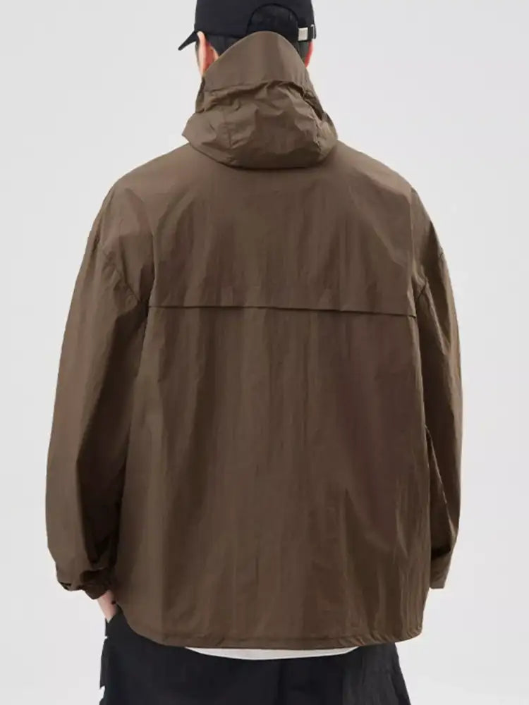 Men’s Plus Size Lightweight Hooded Windbreaker Jacket