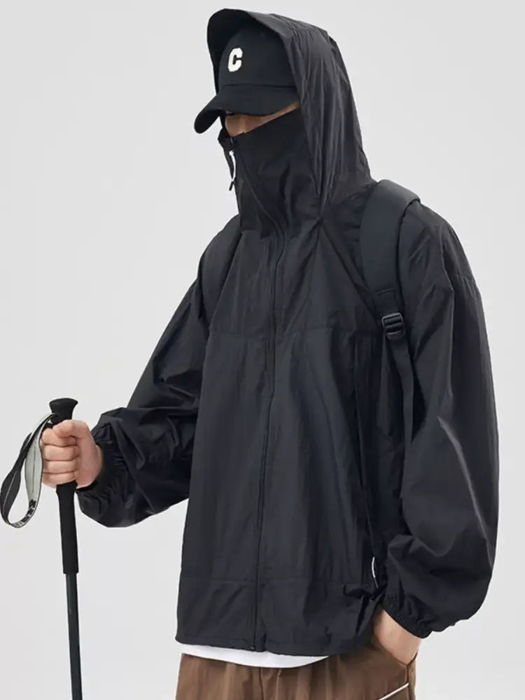 Men’s Plus Size Lightweight Hooded Windbreaker Jacket