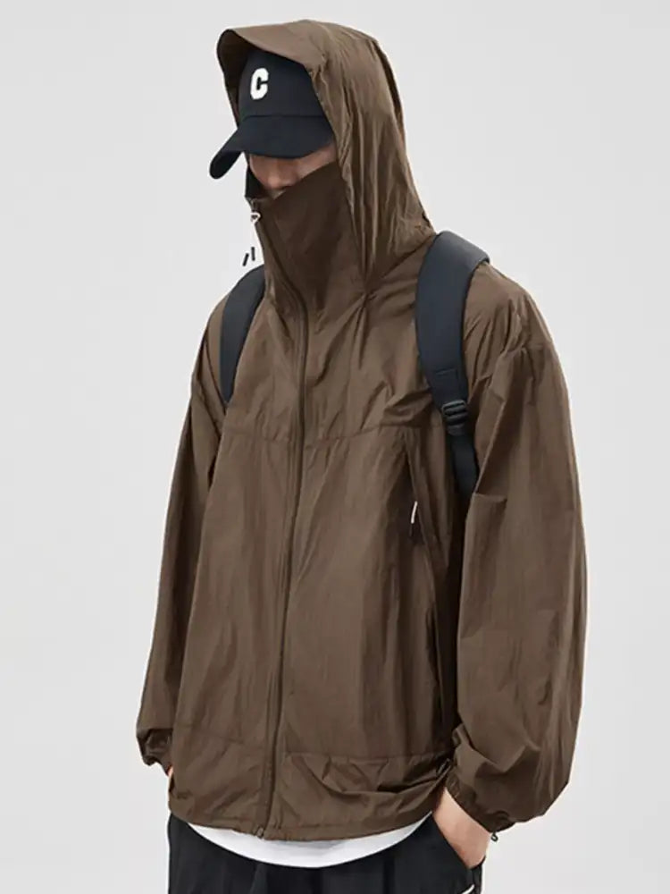 Men’s Plus Size Lightweight Hooded Windbreaker Jacket