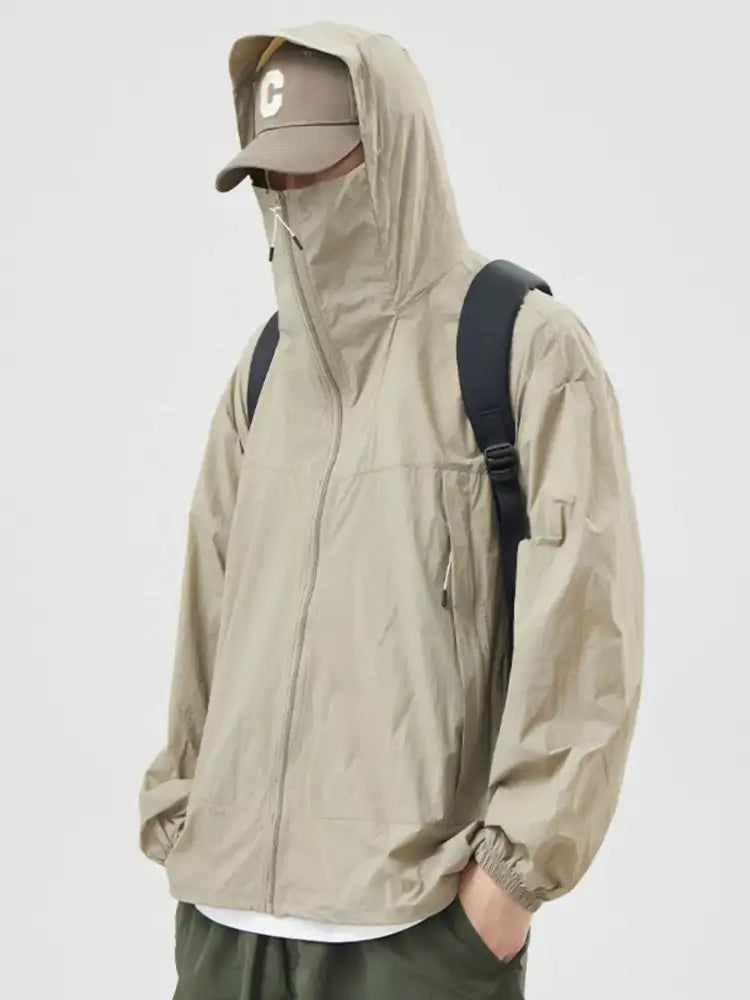 Men’s Plus Size Lightweight Hooded Windbreaker Jacket