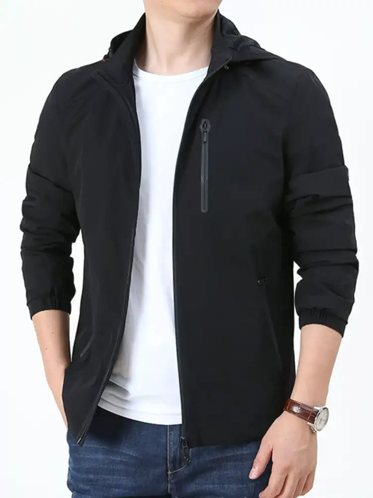 Men’s Plus Size Lightweight Zip Up Hooded Jacket